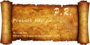 Preiszl Róza névjegykártya